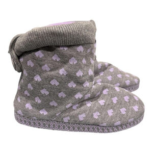 Joe Fresh Slipper Booties Girls Size 2 Gray Heart Knit Soft Sole Cozy Winter